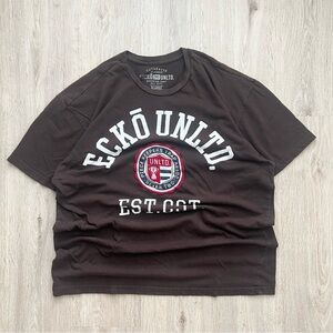 Vintage Ecko Unltd Shirt Men’s XL Brown 3D Spellout Embroidered Y2K Grunge